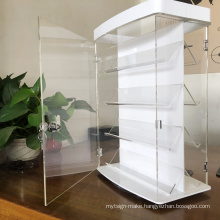 Double Sided 4 Tier  Rotating Clear Acrylic Plastic Showcase  Watch/Jewelry Display Box with Lock